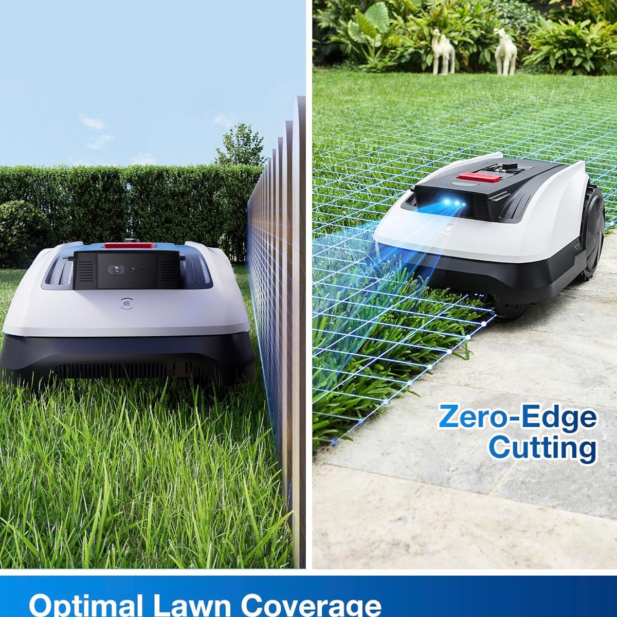 ECOVACS Goat O1000 RTK Robot Lawn Mower, Perimeter Wire Free Vision Robotic Lawnmower for 1/4 Acres Lawn, Automated Mapping, APP Control, 3D Obstacle Avoidance, Zero-Edge Cutting