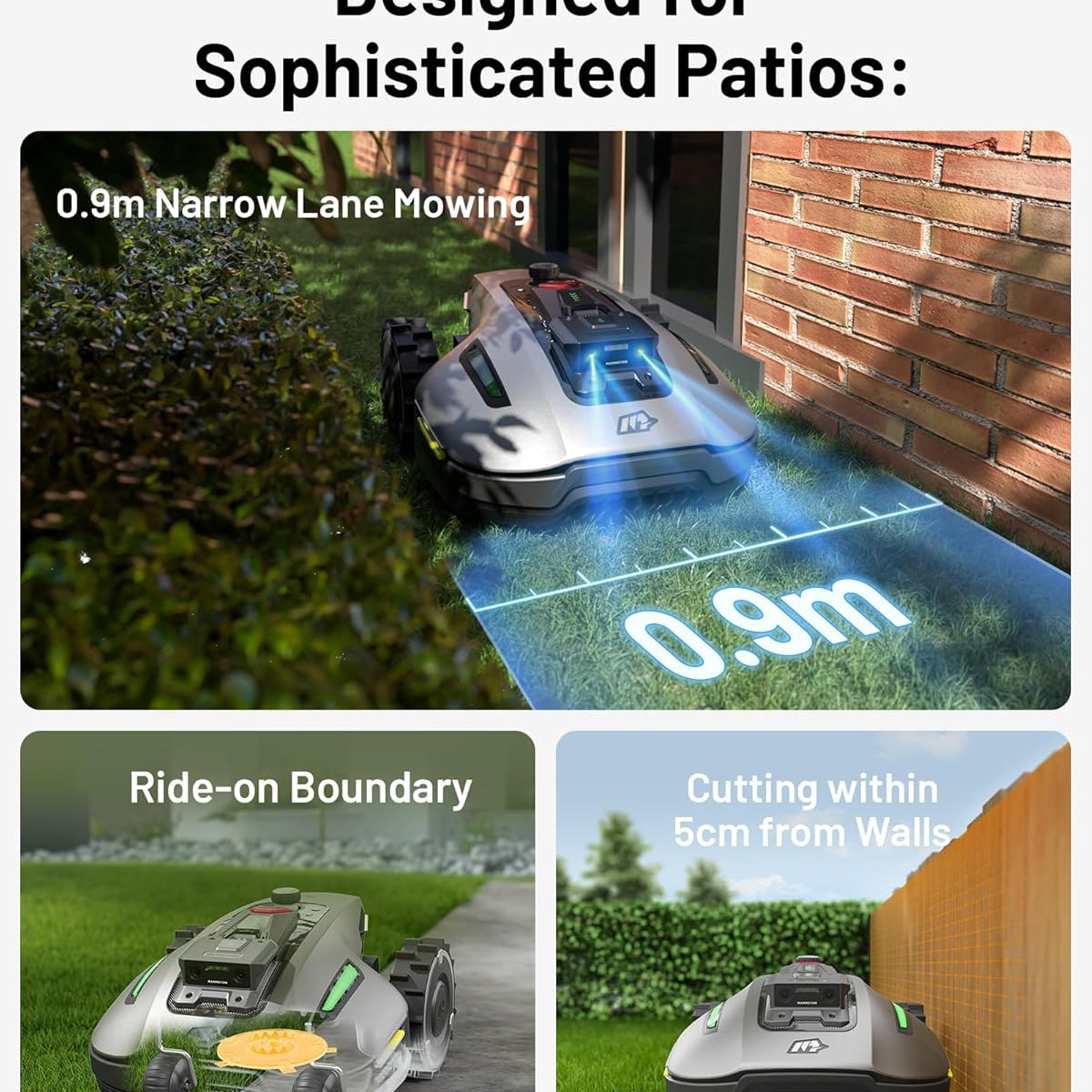 Mammotion YUKA mini 700H Robot Lawn Mower for 0.17 Acre, Max.0.35 Acre, No Wire, No RTK Installation, Free NetRTK+AI Vision Positioning, 45% Slope, Cutting Height 2''~3.5'', 15 Mowing Zones