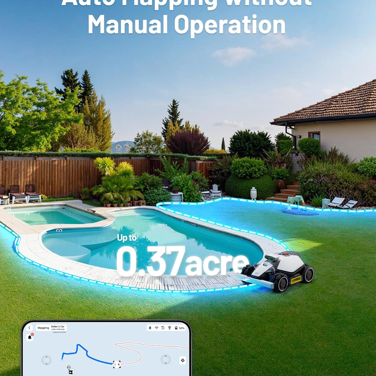 Mammotion LUBA mini AWD 800H Robot Lawn Mower for 0.2 Acre, All-Wheel-Drive for 80% Slope, No Wire, No RTK Installation, Free NetRTK+AI Vision Positioning, Cutting Height 2.2"-4.0"