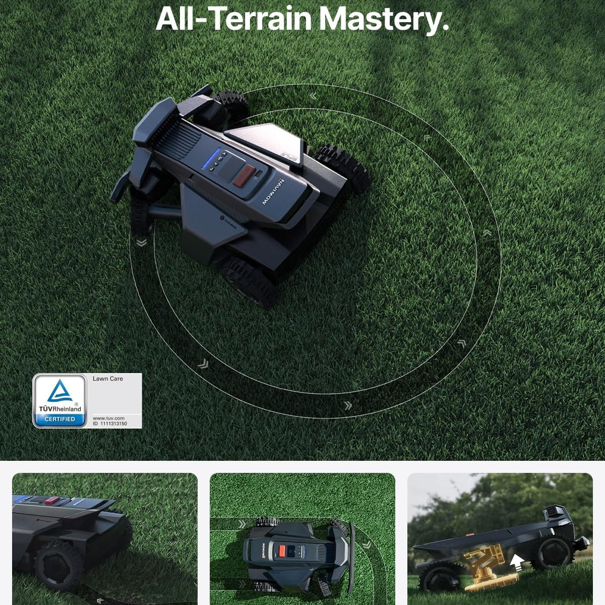 Segway Navimow X430 Robot Lawn Mower Wire Free, for up to 1 Acre, 4WD for 84% Slopes, Zero-Turn for Damage-Free Mowing, ORV-Tuned Lawnmower, MowMentum with 2 × 180W Motors, 0.75–4 in Cutting Height