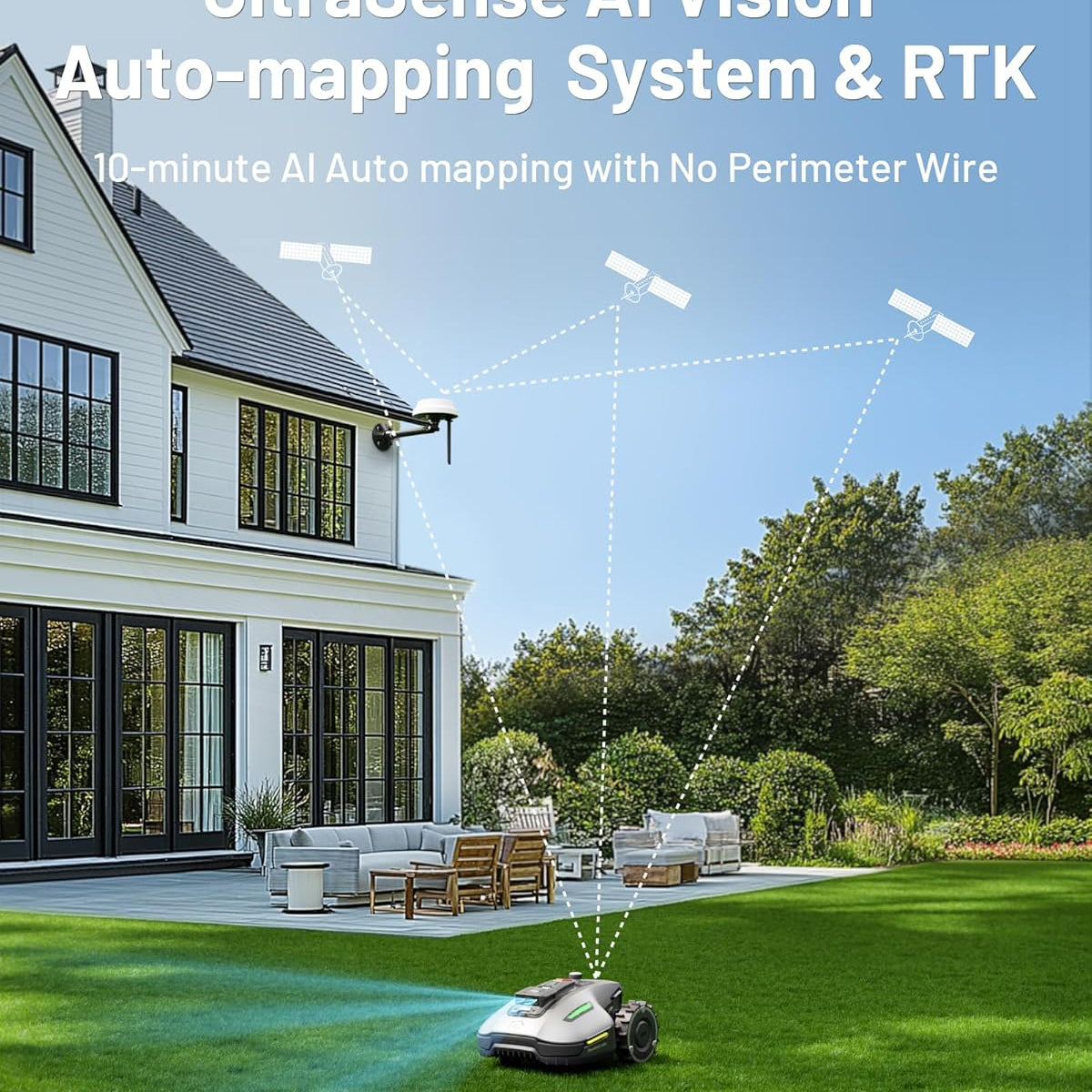 Mammotion YUKA mini 700H Robot Lawn Mower for 0.17 Acre, Max.0.35 Acre, No Wire, No RTK Installation, Free NetRTK+AI Vision Positioning, 45% Slope, Cutting Height 2''~3.5'', 15 Mowing Zones