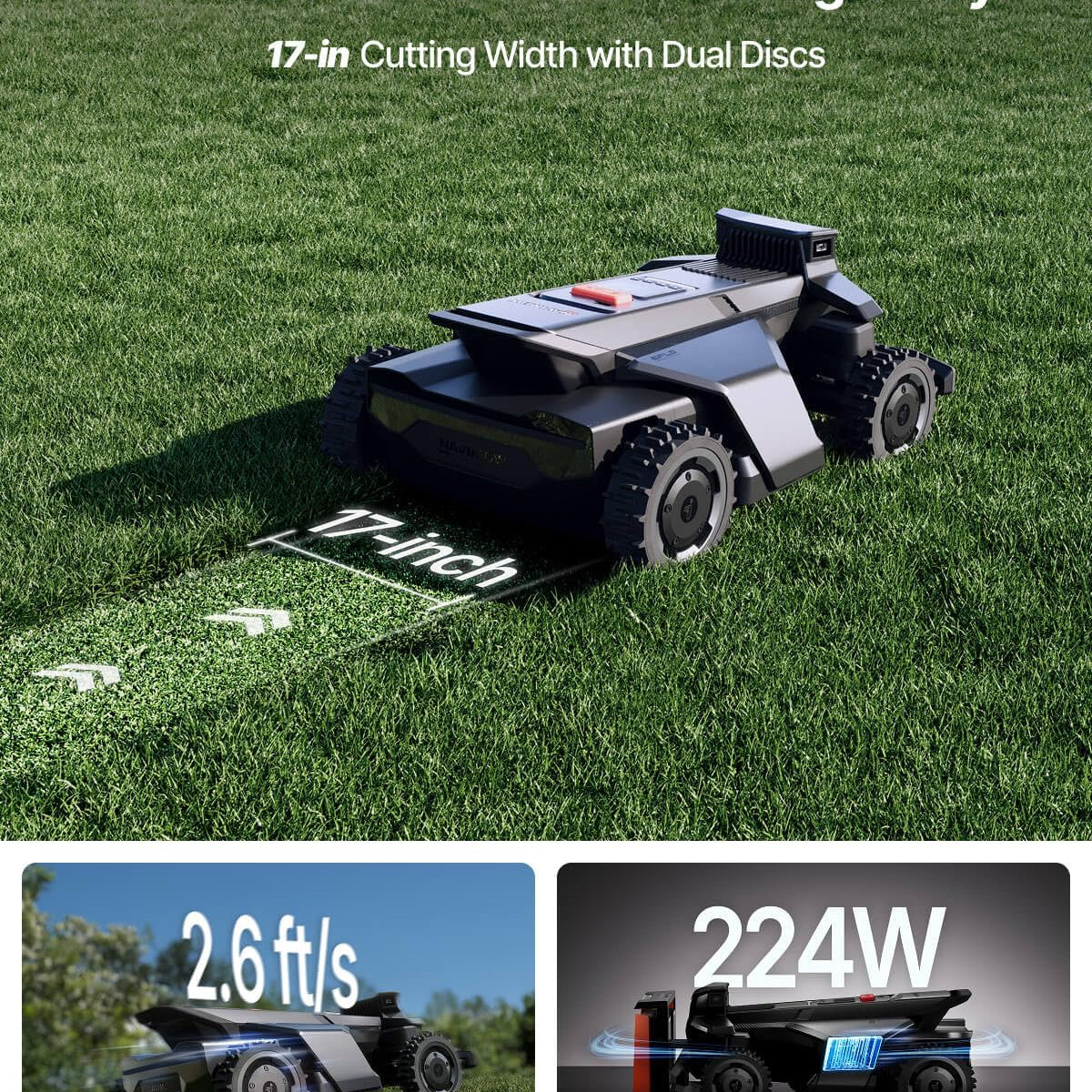 Segway Navimow X430 Robot Lawn Mower Wire Free, for up to 1 Acre, 4WD for 84% Slopes, Zero-Turn for Damage-Free Mowing, ORV-Tuned Lawnmower, MowMentum with 2 × 180W Motors, 0.75–4 in Cutting Height