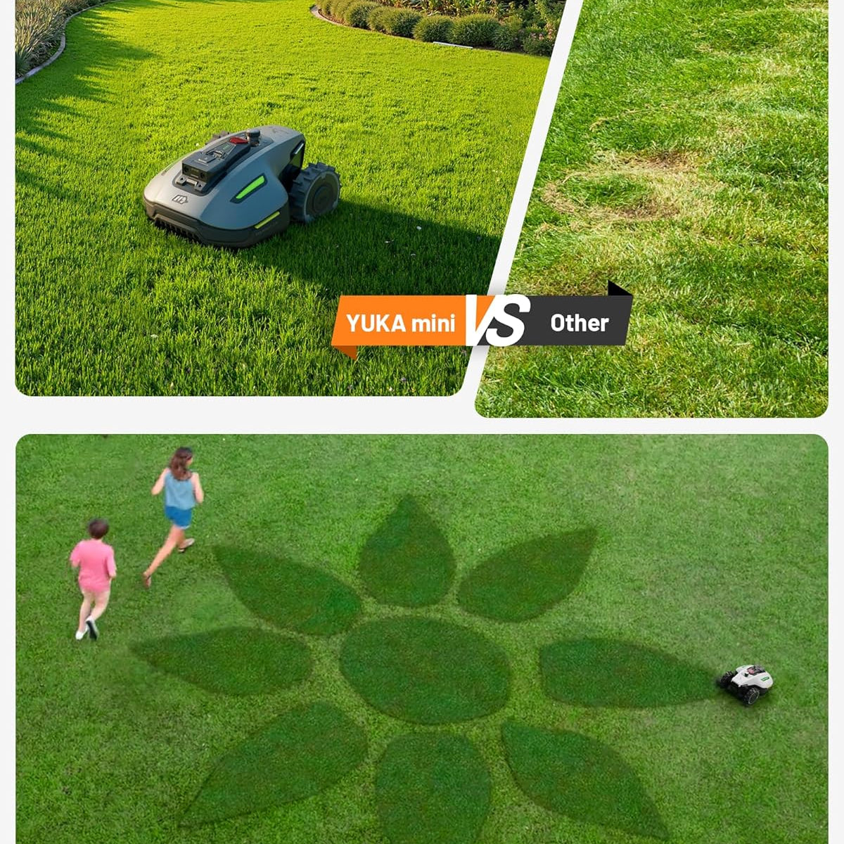 Mammotion YUKA mini 700H Robot Lawn Mower for 0.17 Acre, Max.0.35 Acre, No Wire, No RTK Installation, Free NetRTK+AI Vision Positioning, 45% Slope, Cutting Height 2''~3.5'', 15 Mowing Zones