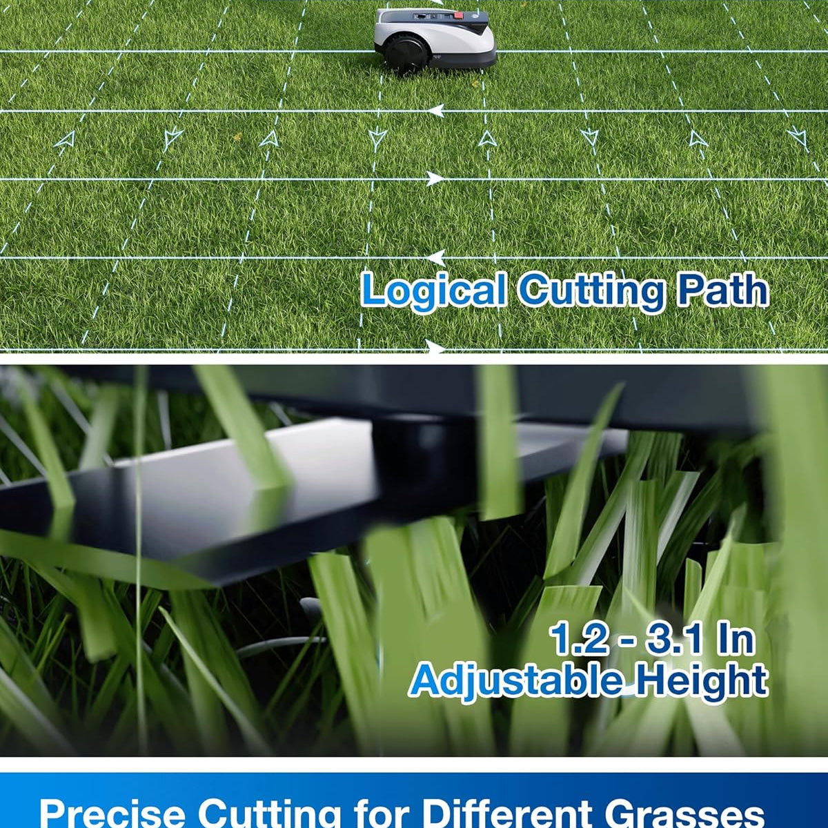 ECOVACS Goat O1000 RTK Robot Lawn Mower, Perimeter Wire Free Vision Robotic Lawnmower for 1/4 Acres Lawn, Automated Mapping, APP Control, 3D Obstacle Avoidance, Zero-Edge Cutting