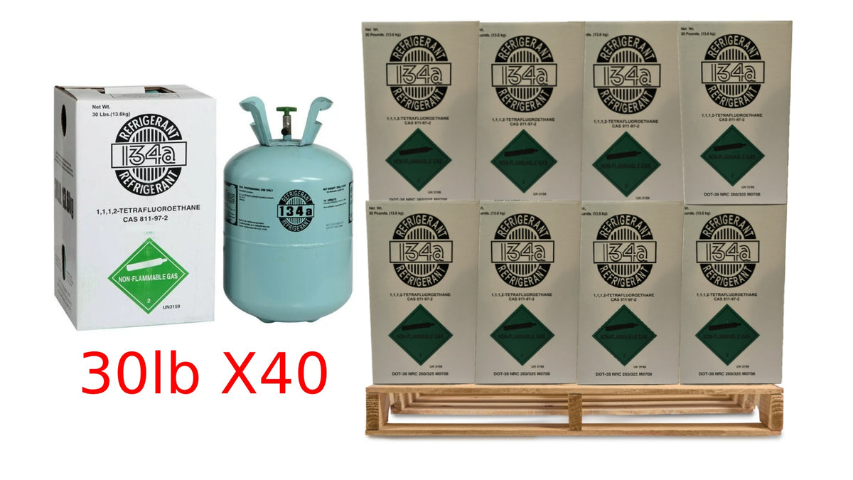 Full Pallet – 40 × 30lb R-134a Refrigerant, Automotive/HVAC Use – Made in USA